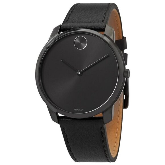 NWT Authentic Movado Quartz Black Dial Black Ion-plated Men's Watch - Picture 1 of 3